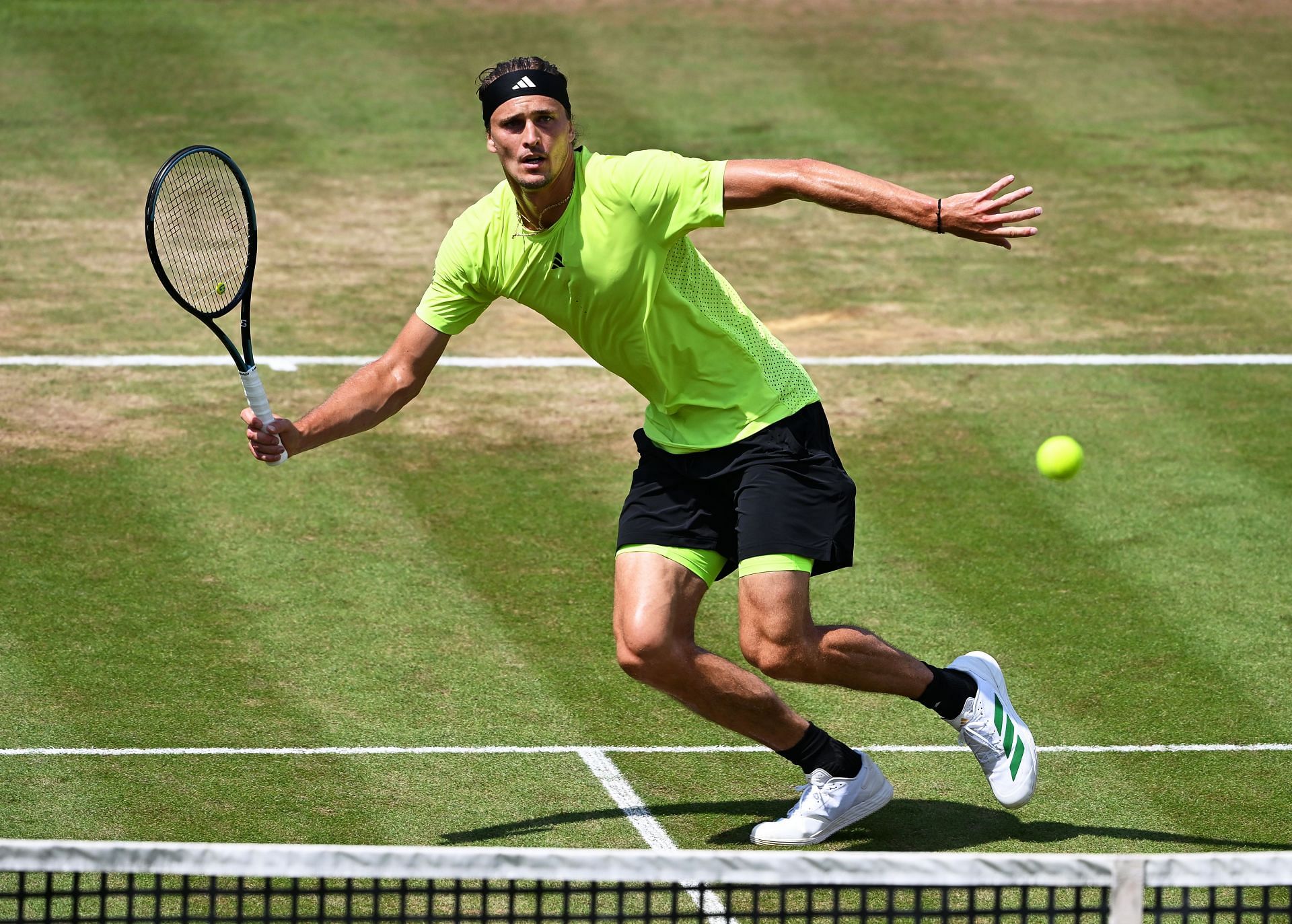 World No. 3 Zverev hits a volley at Stuttgart Open | Image Source: Getty